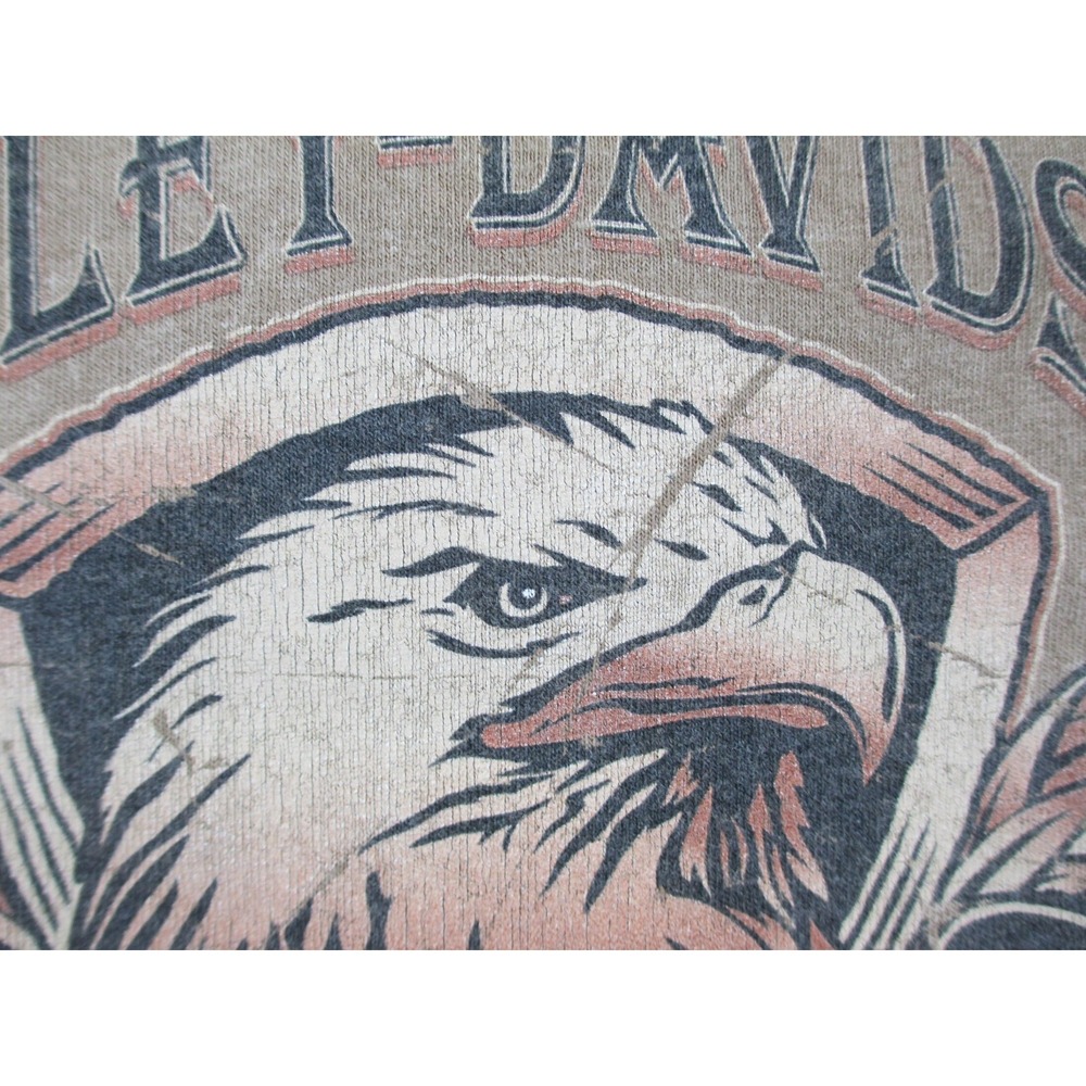 VINTAGE Harley‎ Davidson Shirt Mens Medium Brown Eagle Wyoming Motorcycle 90s* - Picture 5 of 15